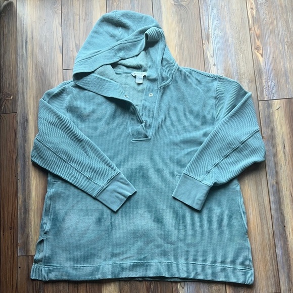 Athleta Women's Coaster Luxe Waffle Hoodie Minimalistic Blue Pullover Size M - Picture 2 of 11